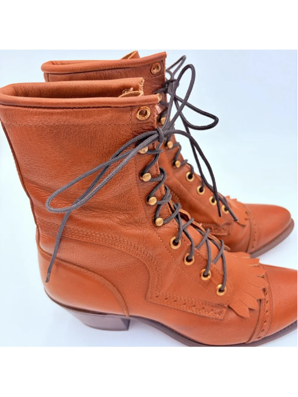 Vintage Capezio L498 Leather Lace Up Kiltie Ankle Boots Brown Women’s US 8M